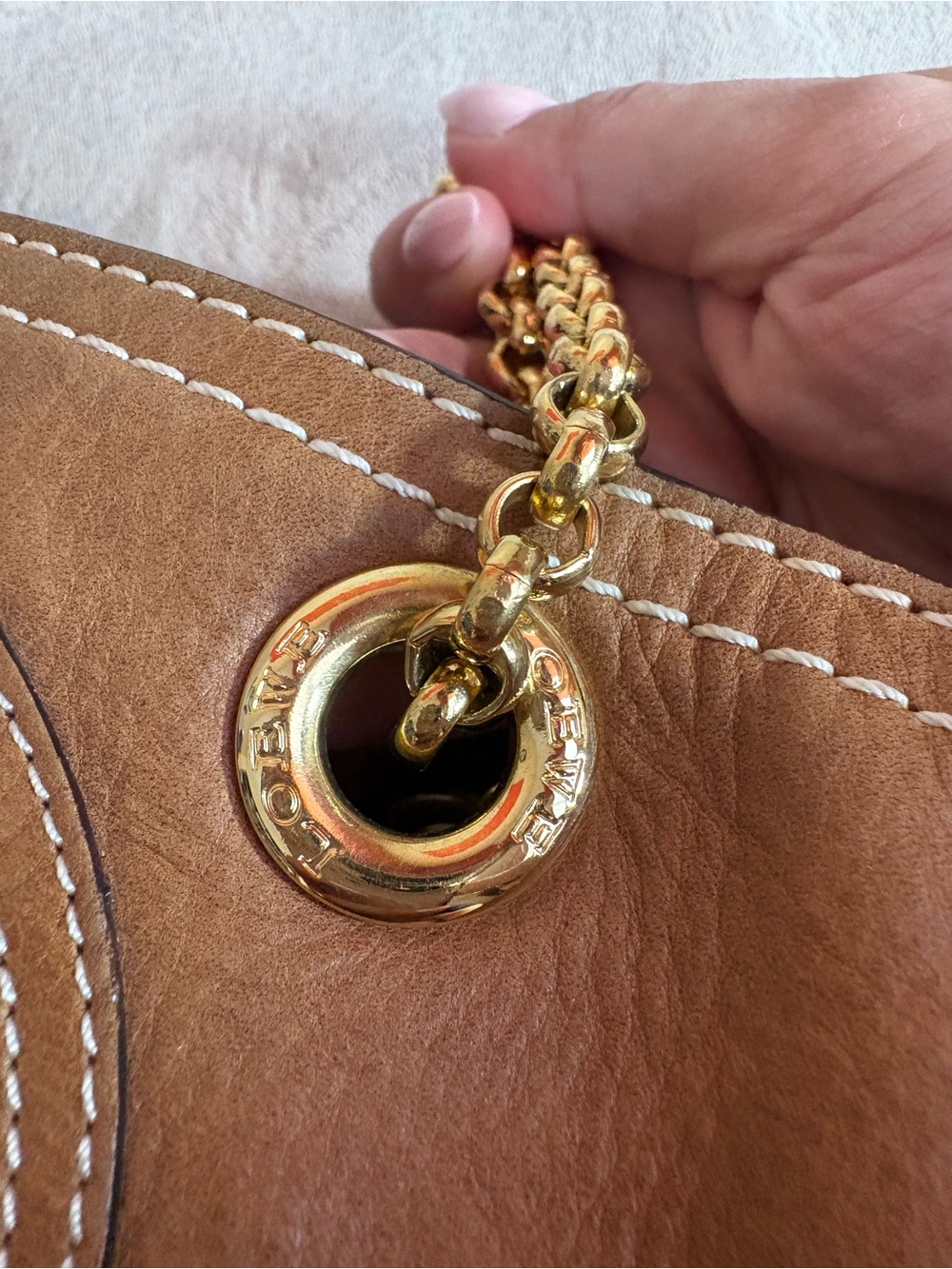 Loewe Leather Shopper Tote/King Tote with Gold Chain Handles - Picture 4 of 16